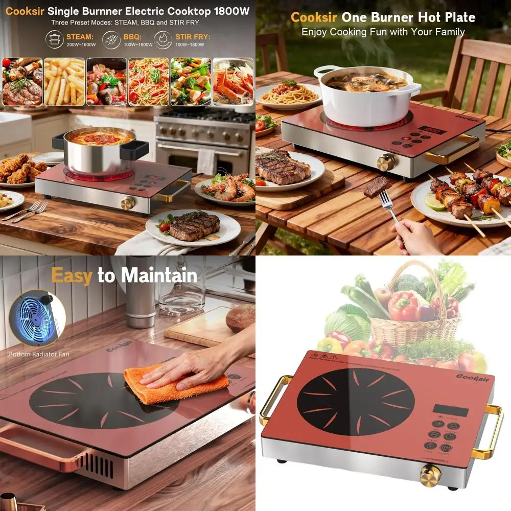 Portable 110V 1800W Electric Cooktop - Single Burner Hot Plate for Home, Camping, RV with Timer & Child Lock (Orange)
Portable 110V 1800W Electric Cooktop - Single Burner Hot Plate for Home, Camping, RV with Timer & Child Lock (Orange)
