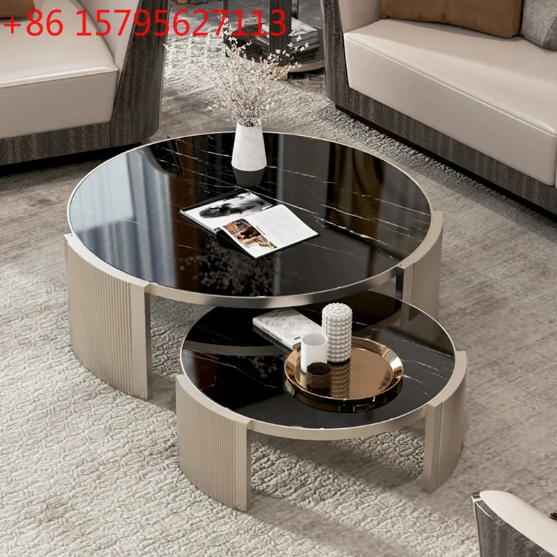 Round combination coffee table Modern creative stainless steel tea table Villa living room Home coffee table
Round combination coffee table Modern creative stainless steel tea table Villa living room Home coffee table