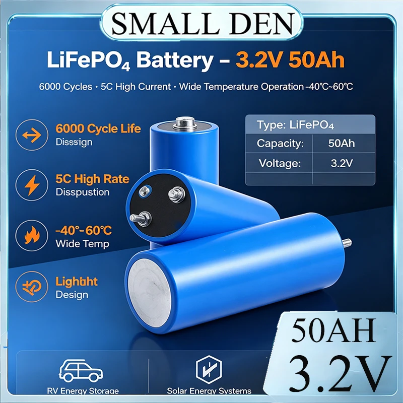 3.2V 50Ah LiFePO4 Battery 60145 Lithium iron phosphate batteries for 12V 24V 5C Motorcycle Car Golf Cart Camping Trip
3.2V 50Ah LiFePO4 Battery 60145 Lithium iron phosphate batteries for 12V 24V 5C Motorcycle Car Golf Cart Camping Trip