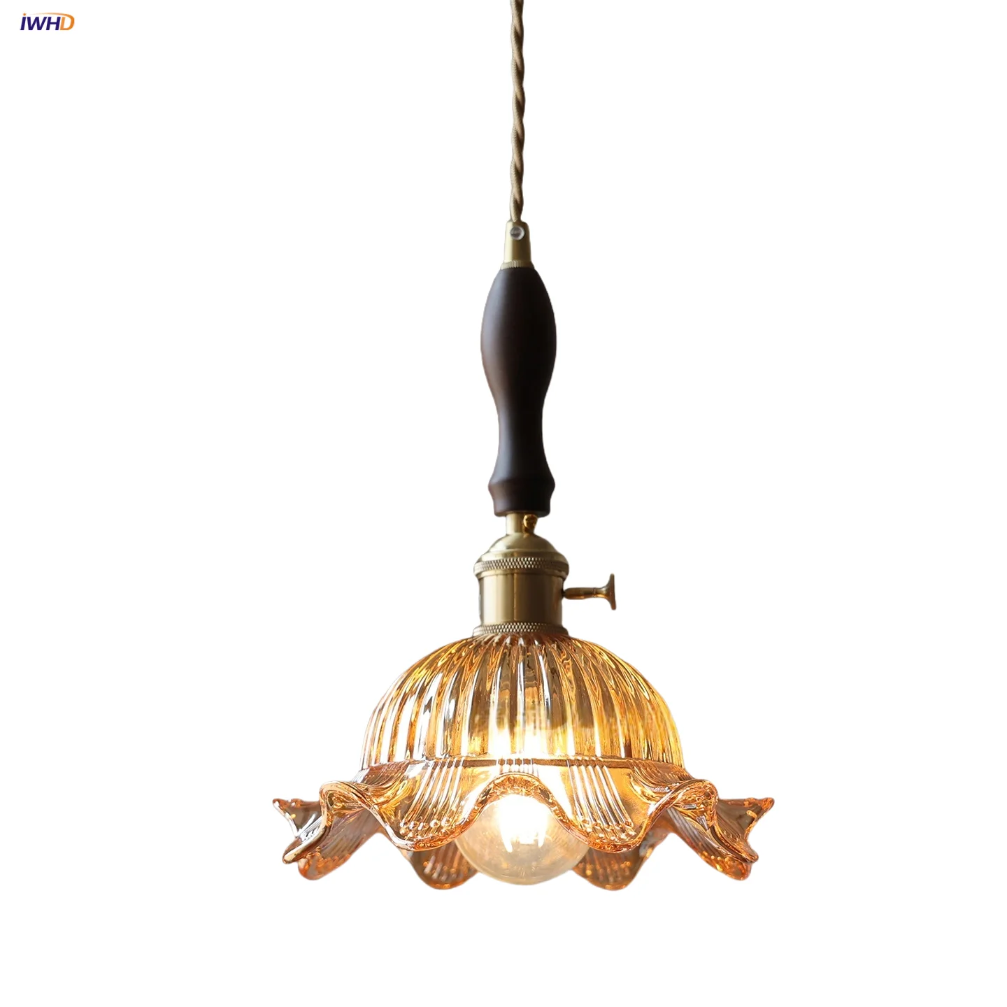 IWHD Nordic Modern LED Pendant Light Fixture Bedroom Cafe Knob Switch Amber Flower Glass Pendant Lighting Walnut Wood Hang Lamp
IWHD Nordic Modern LED Pendant Light Fixture Bedroom Cafe Knob Switch Amber Flower Glass Pendant Lighting Walnut Wood Hang Lamp