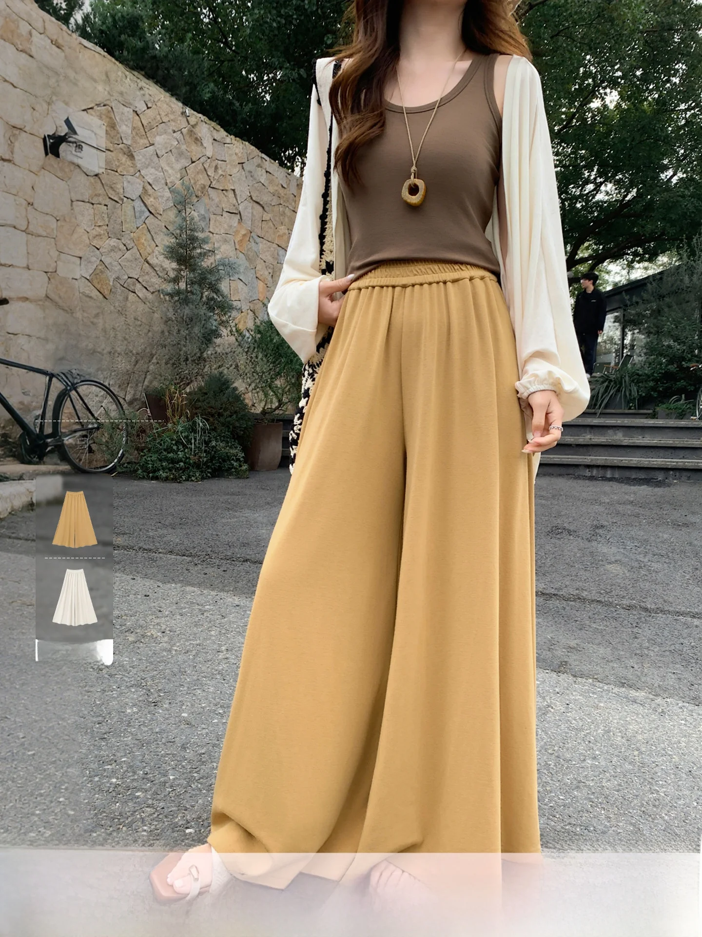 Minimalist Comfortable Wide Leg Pants Women's Elastic Waist Loose Drape Casual Cotton Blend Fiber Pants Lazy Style Trousers
Minimalist Comfortable Wide Leg Pants Women's Elastic Waist Loose Drape Casual Cotton Blend Fiber Pants Lazy Style Trousers