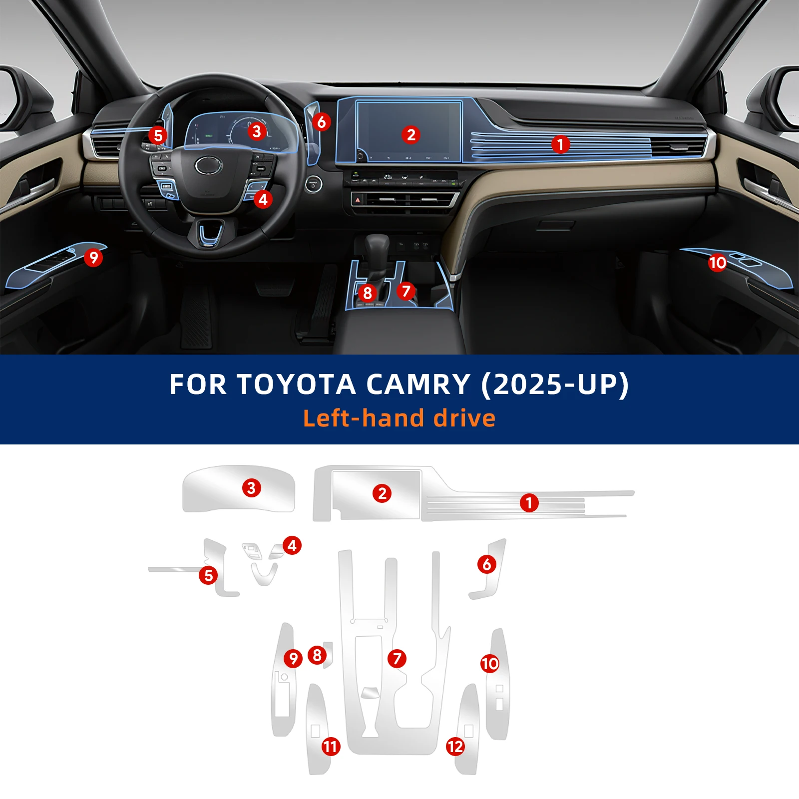 Для Toyota Camry 2025-2026: Невидимая защитная пленка из ТПУ для интерьера, аксессуары для модификации автомобиля
Для Toyota Camry 2025-2026: Невидимая защитная пленка из ТПУ для интерьера, аксессуары для модификации автомобиля