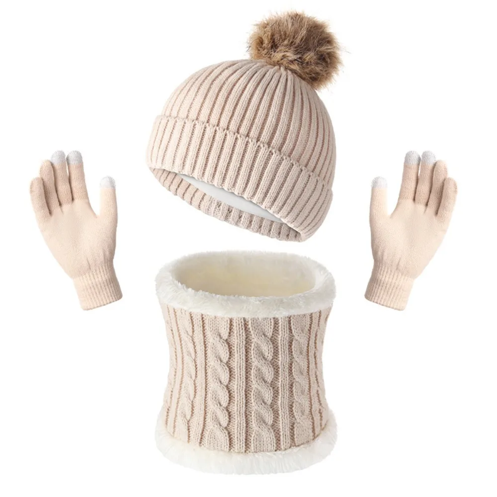 3pcs/set Soft Big Hair Ball Winter Knitted Hat Thicken Solid Color Winter Hat Set Keep Warm Warm Pullover Hat Women
3pcs/set Soft Big Hair Ball Winter Knitted Hat Thicken Solid Color Winter Hat Set Keep Warm Warm Pullover Hat Women