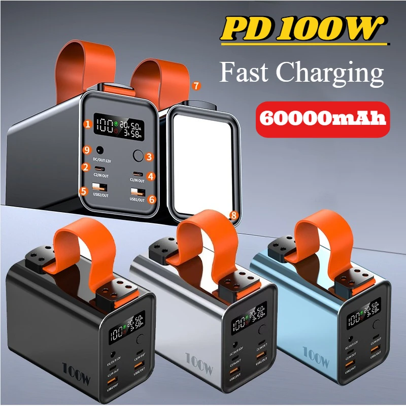 PD 100W Portable Power Bank 60000mAh Large Capacity External Battery Fast Charging Powerbank for IPhone 15 Samsung Xiaomi Laptop
PD 100W Portable Power Bank 60000mAh Large Capacity External Battery Fast Charging Powerbank for IPhone 15 Samsung Xiaomi Laptop