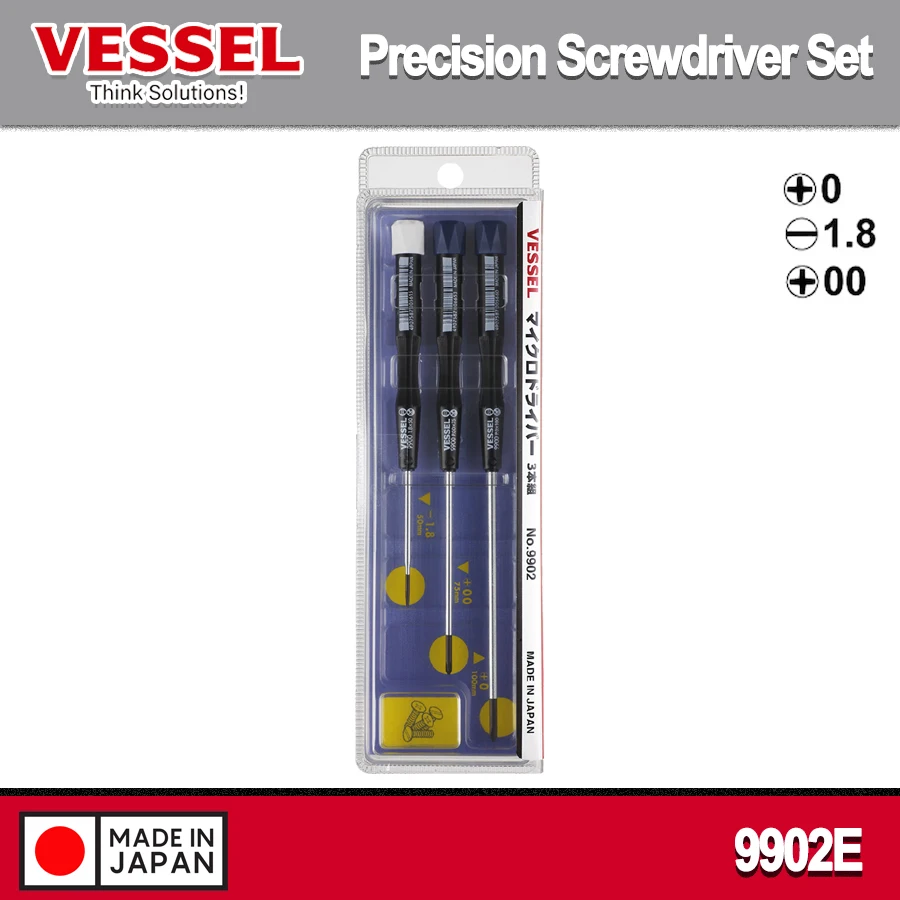 VESSEL Precision Screwdriver Set 3PCS Mangetic Screwdrivers for Phone Laptap Camera 9902E
VESSEL Precision Screwdriver Set 3PCS Mangetic Screwdrivers for Phone Laptap Camera 9902E