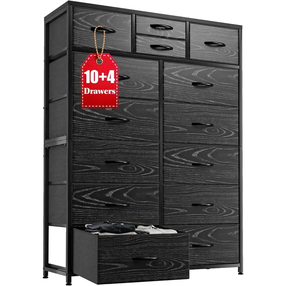 10+4 Drawer Storage Unit with Metal and Wood Top, Ideal for Bedroom, Hallway, and Living Room, 52.2H x 37.4W x 11.8D
10+4 Drawer Storage Unit with Metal and Wood Top, Ideal for Bedroom, Hallway, and Living Room, 52.2H x 37.4W x 11.8D