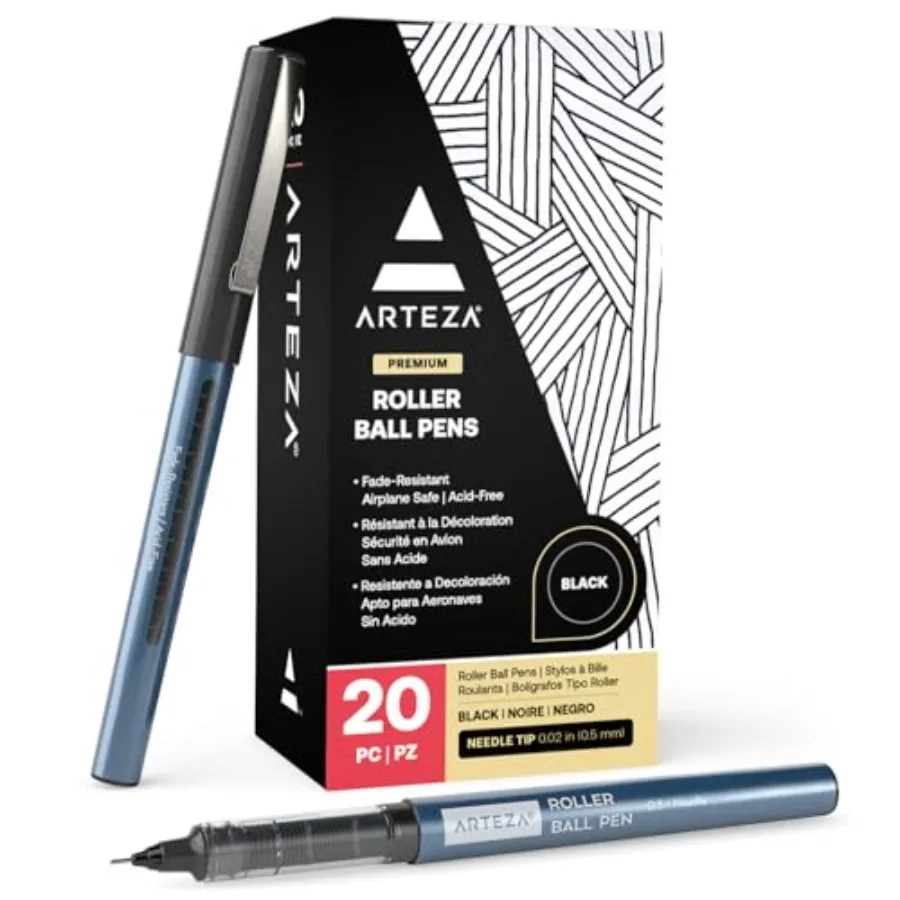 Rollerball Pens, Set of 20 Extra Fine 0.5 mm Needle Tip Ink Pens for Precise Writing, Sketching, Journaling and Daily Use
Rollerball Pens, Set of 20 Extra Fine 0.5 mm Needle Tip Ink Pens for Precise Writing, Sketching, Journaling and Daily Use