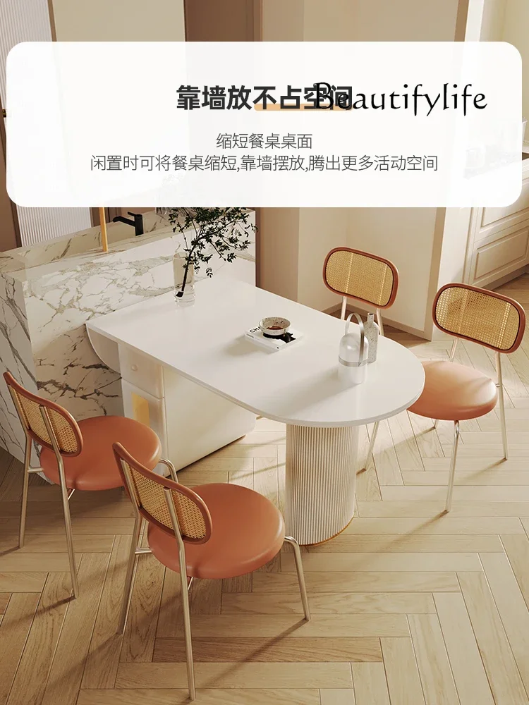 yj9 Cream wind rock slab dining table Small apartment eating table Rectangle white retractable dining table against the wall
yj9 Cream wind rock slab dining table Small apartment eating table Rectangle white retractable dining table against the wall