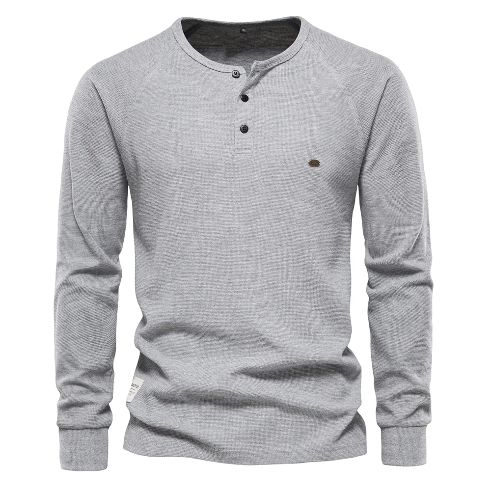 Pullover Waffle Henley T-Shirt Men Long Sleeve Basic Breathable Men's Tops Tee Shirts New Autumn Solid Color T Shirt For Men
Pullover Waffle Henley T-Shirt Men Long Sleeve Basic Breathable Men's Tops Tee Shirts New Autumn Solid Color T Shirt For Men