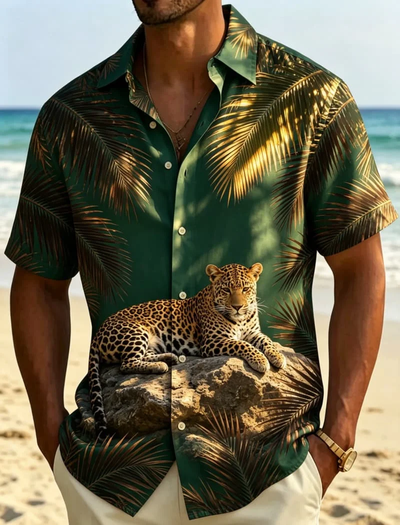 Men's Tropical Animal Print Loose Fit Casual Shirt, Breathable Top ,suitable for Summer Vacation and Daily Wear
Men's Tropical Animal Print Loose Fit Casual Shirt, Breathable Top ,suitable for Summer Vacation and Daily Wear