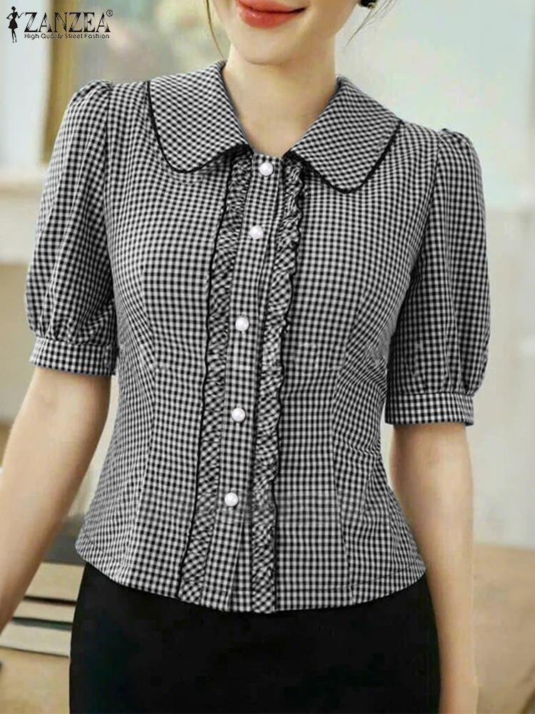 ZANZEA Fashion Women Shirts Plaid Blouses 2025 Summer Short Sleeve Lapel Neck Casual Ruffled Tops Checked Elegant Work Tunic OL
ZANZEA Fashion Women Shirts Plaid Blouses 2025 Summer Short Sleeve Lapel Neck Casual Ruffled Tops Checked Elegant Work Tunic OL