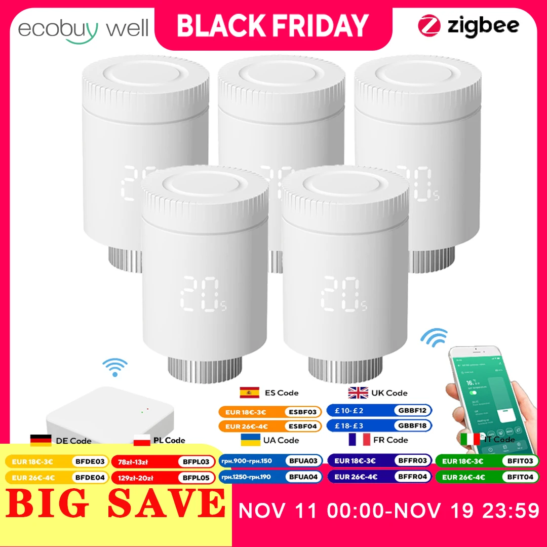 Tuya Zigbee 3.0 Термостатический радиаторный клапан TRV Connected Термостатические клапаны Клапан Tuya Контроль температуры Alexa Google Home
Tuya Zigbee 3.0 Термостатический радиаторный клапан TRV Connected Термостатические клапаны Клапан Tuya Контроль температуры Alexa Google Home