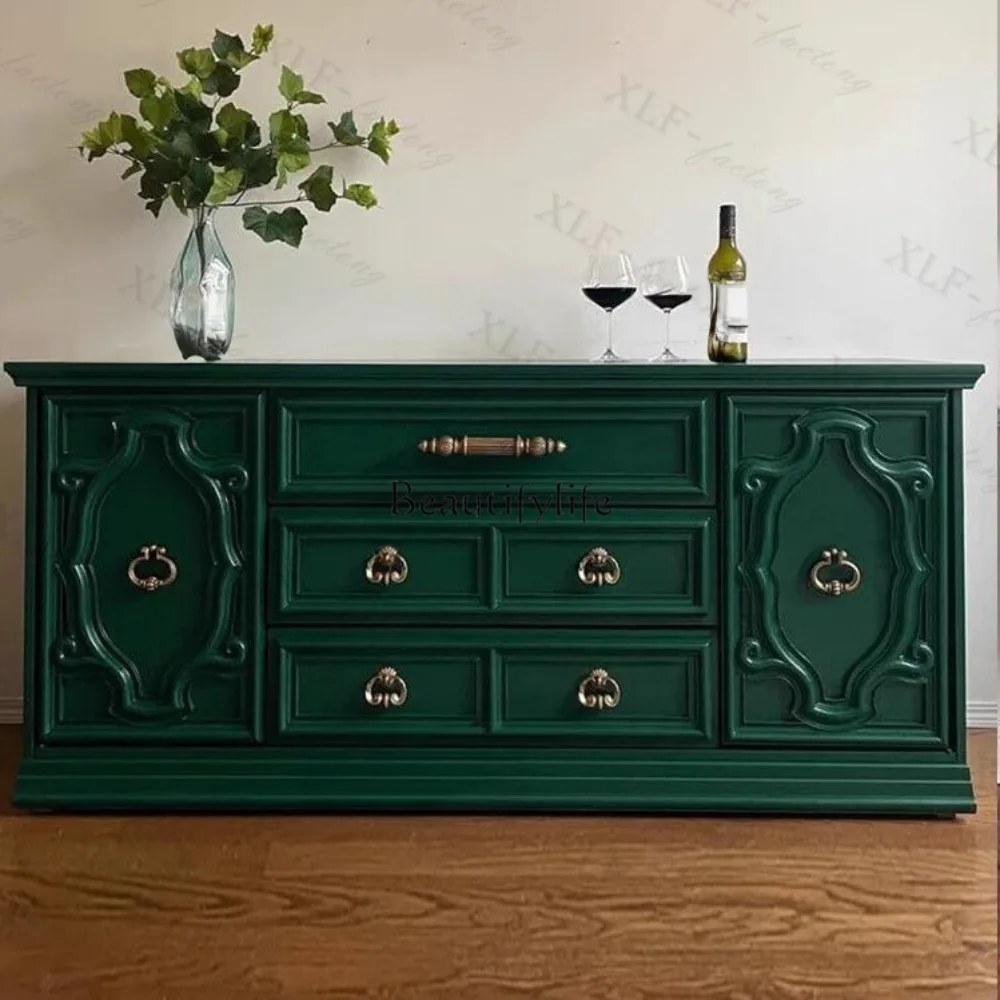 French solid wood old retro side cabinet simple modern locker green hand-carved multi-function
French solid wood old retro side cabinet simple modern locker green hand-carved multi-function