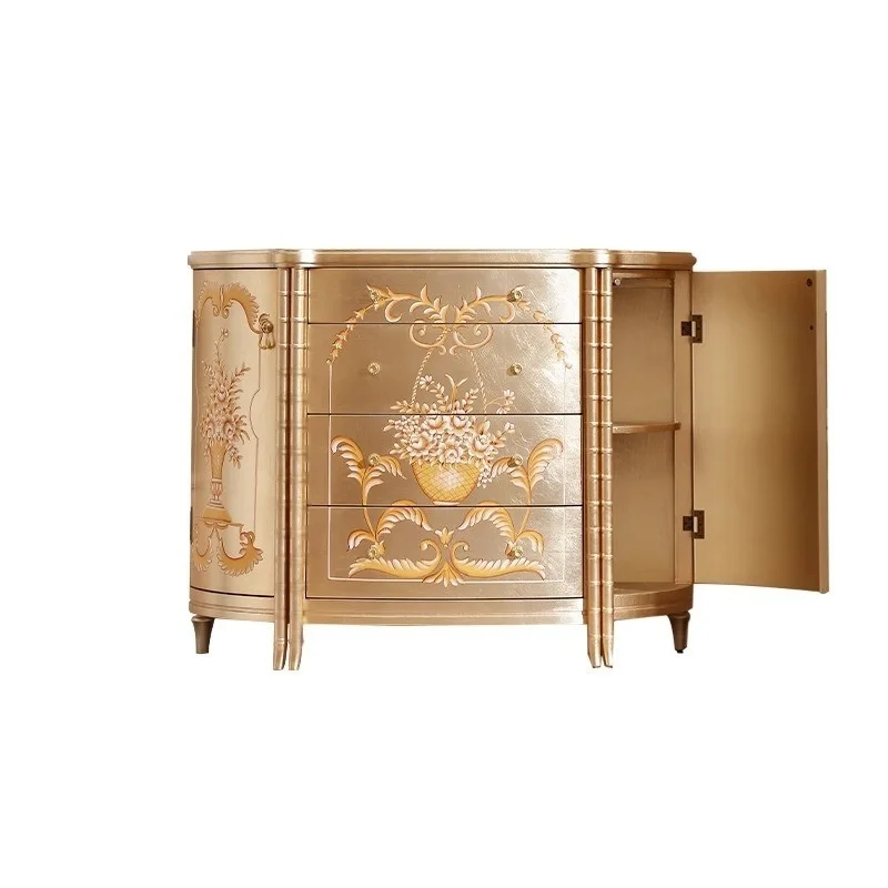 French light luxury painted entrance cabinet, living room decorative storage, European solid wood storage side cabinet
French light luxury painted entrance cabinet, living room decorative storage, European solid wood storage side cabinet