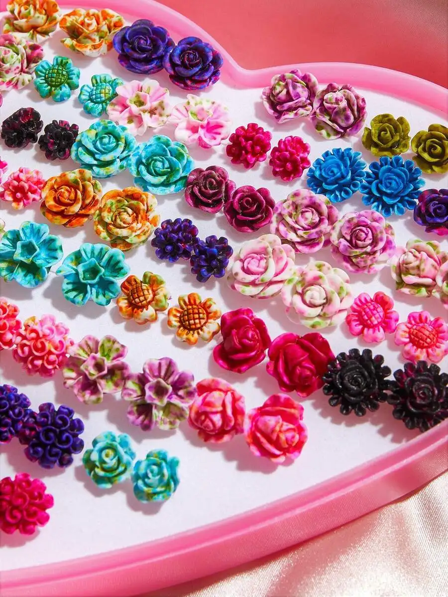 36 Pairs Colorful Flower Stud Earrings For Women Fashion Resort Style Accessories
36 Pairs Colorful Flower Stud Earrings For Women Fashion Resort Style Accessories