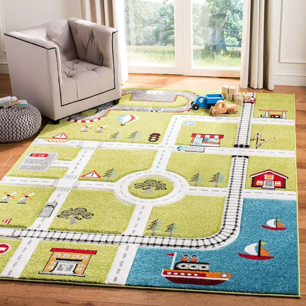 8' Square Green/Ivory Playroom Nursery Area Rug, Non-Shedding for Kids
8' Square Green/Ivory Playroom Nursery Area Rug, Non-Shedding for Kids