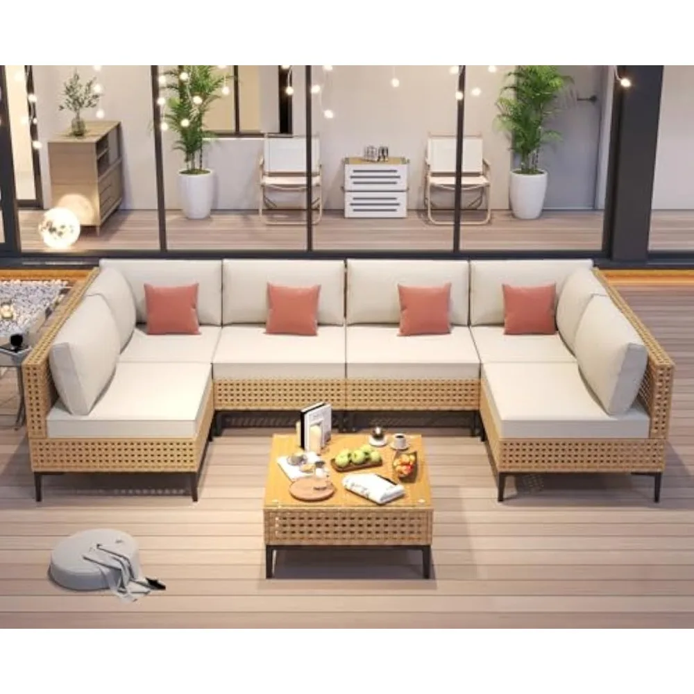 Outdoor patio sofa covers with tables, 7 pieces and 6 seats freely combine modern and elegant large outdoor sections
Outdoor patio sofa covers with tables, 7 pieces and 6 seats freely combine modern and elegant large outdoor sections