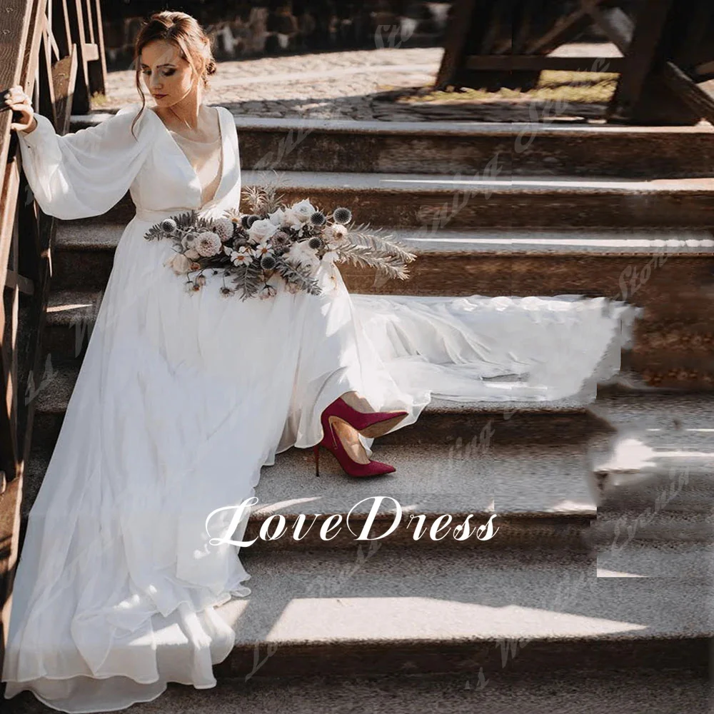 LoveDress Elegant Deep V Neck Wedding Dresses Backless A-Line Wedding Gown Long Puff Sleeves Tulle Vestido De Noiva Customized
LoveDress Elegant Deep V Neck Wedding Dresses Backless A-Line Wedding Gown Long Puff Sleeves Tulle Vestido De Noiva Customized