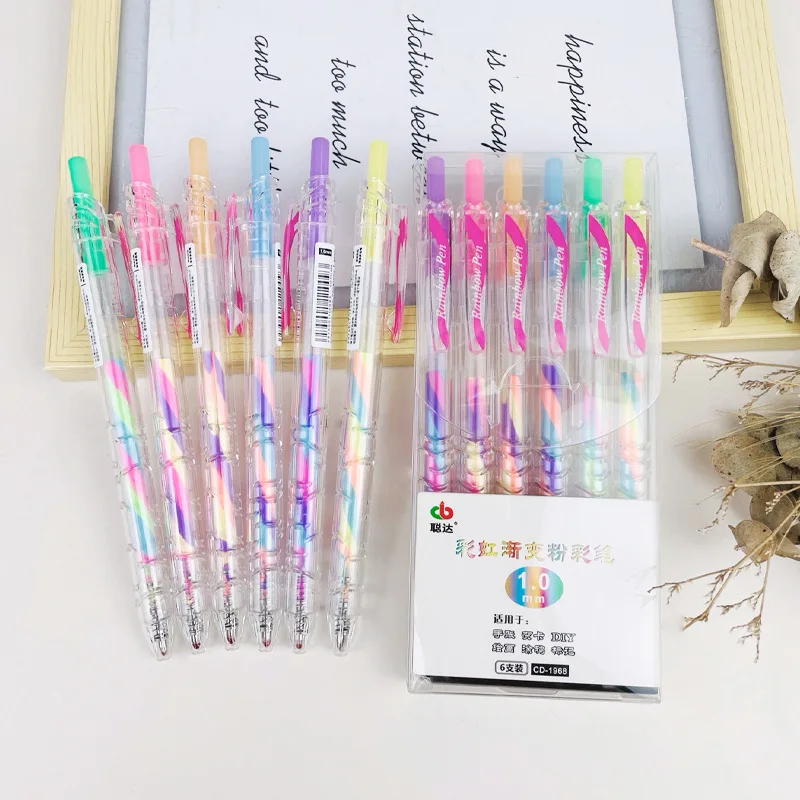 6 цветов, цветная ручка с радужными гелевыми чернилами, красочная шариковая ручка с блестками, 1,0 мм, градиентный маркер, контур и линия для рисования 
6 цветов, цветная ручка с радужными гелевыми чернилами, красочная шариковая ручка с блестками, 1,0 мм, градиентный маркер, контур и линия для рисования