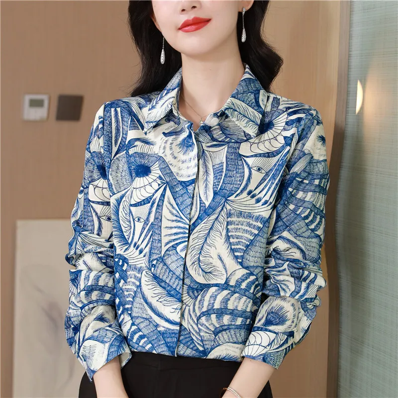Spring Autumn Women's Polo Collar Long Sleeve Shirt New Fashionable Office Lady Abstract Printed Retro Blouse Top Female H05
Spring Autumn Women's Polo Collar Long Sleeve Shirt New Fashionable Office Lady Abstract Printed Retro Blouse Top Female H05
