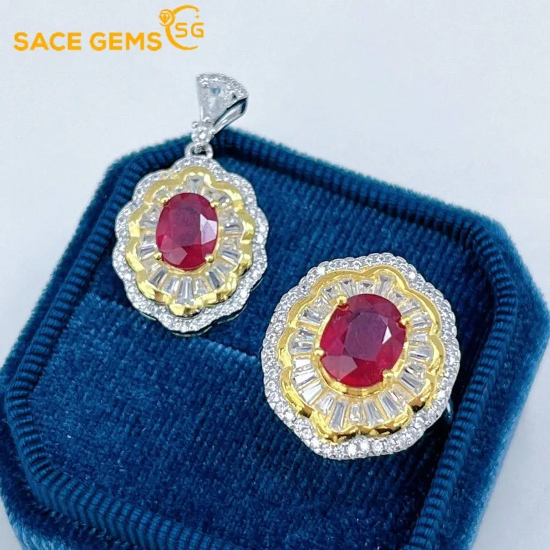 SACE GEMS Роскошные кольца из 100% стерлингового серебра 925 пробы 7*9 мм с натуральным рубином, ожерелья с подвесками, свадебный и помолвочный комплект ювелирных изделий, подарок
SACE GEMS Роскошные кольца из 100% стерлингового серебра 925 пробы 7*9 мм с натуральным рубином, ожерелья с подвесками, свадебный и помолвочный комплект ювелирных изделий, подарок