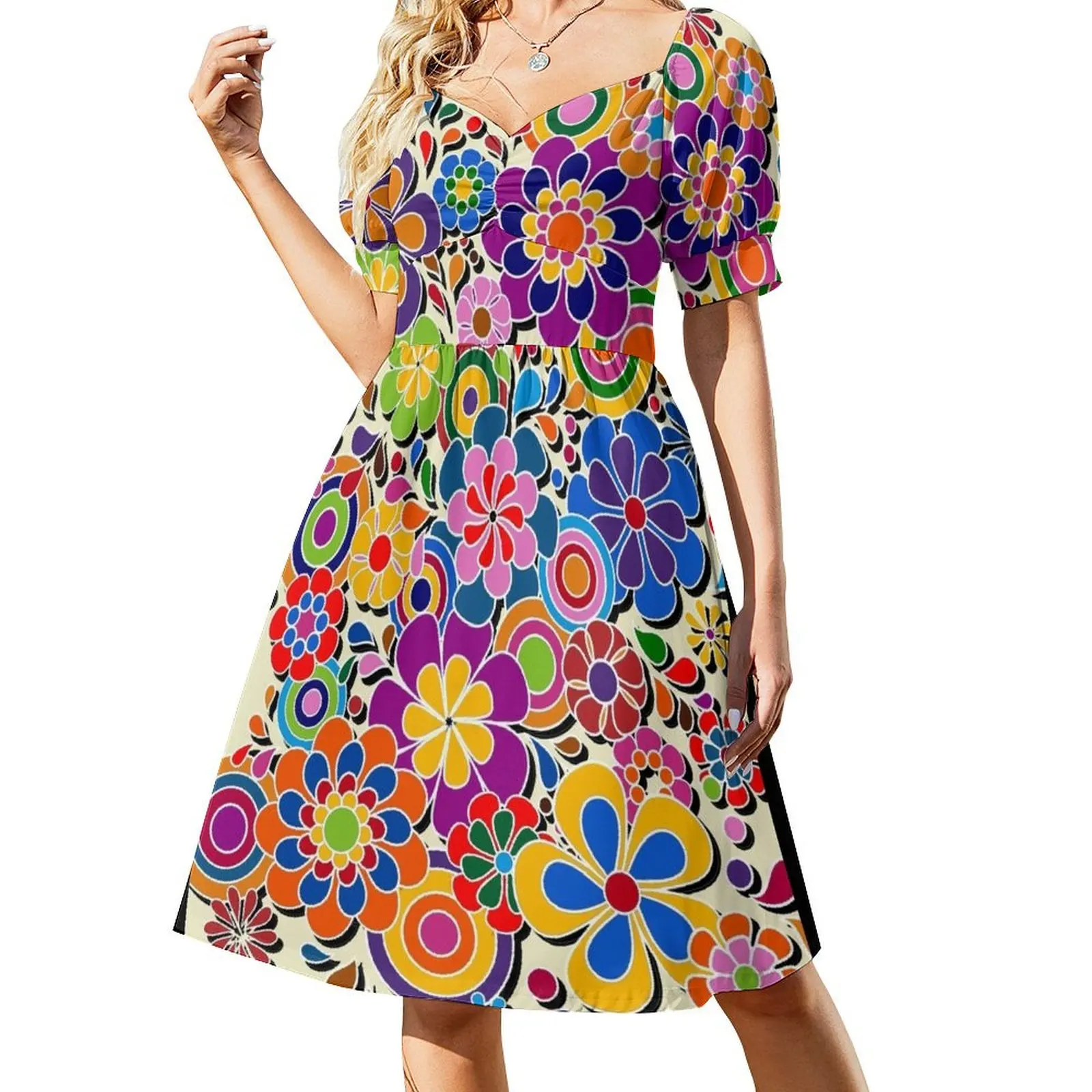 Fantastic Colorful Floral Art Short-Sleeved Dress evening dress woman women formal occasion dresses
Fantastic Colorful Floral Art Short-Sleeved Dress evening dress woman women formal occasion dresses
