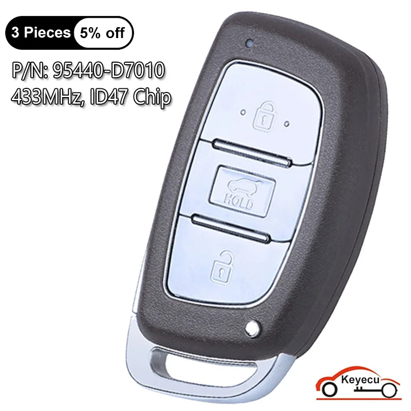 KEYECU 3 кнопки 433 МГц ID47 чип для Hyundai Tucson 2019 2020 автоматический умный пульт дистанционного управления сменный брелок 95440-D7010
KEYECU 3 кнопки 433 МГц ID47 чип для Hyundai Tucson 2019 2020 автоматический умный пульт дистанционного управления сменный брелок 95440-D7010