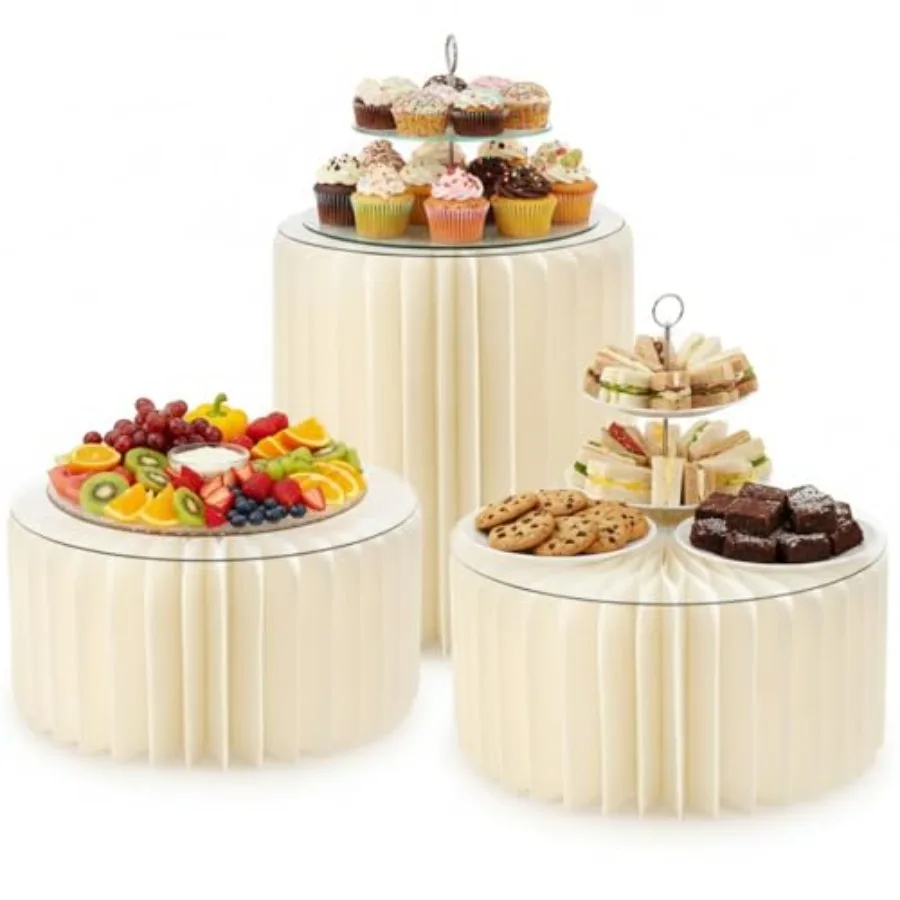 Buffet Risers for Party, ShapeUse 3PCS Round Cream White Cake Stands, Foldable Pedestal Dessert Table Risers for Wedding, Birth
Buffet Risers for Party, ShapeUse 3PCS Round Cream White Cake Stands, Foldable Pedestal Dessert Table Risers for Wedding, Birth