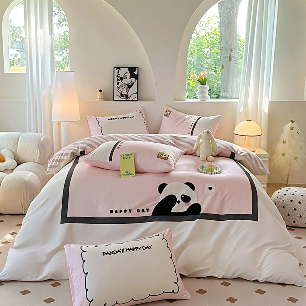 Cute Cartoon Panda Bedding Set Duvet Cover Soft Washed Cotton Single Double Four-Piece Set Pillowcases Bed Linens Home Textiles
Cute Cartoon Panda Bedding Set Duvet Cover Soft Washed Cotton Single Double Four-Piece Set Pillowcases Bed Linens Home Textiles