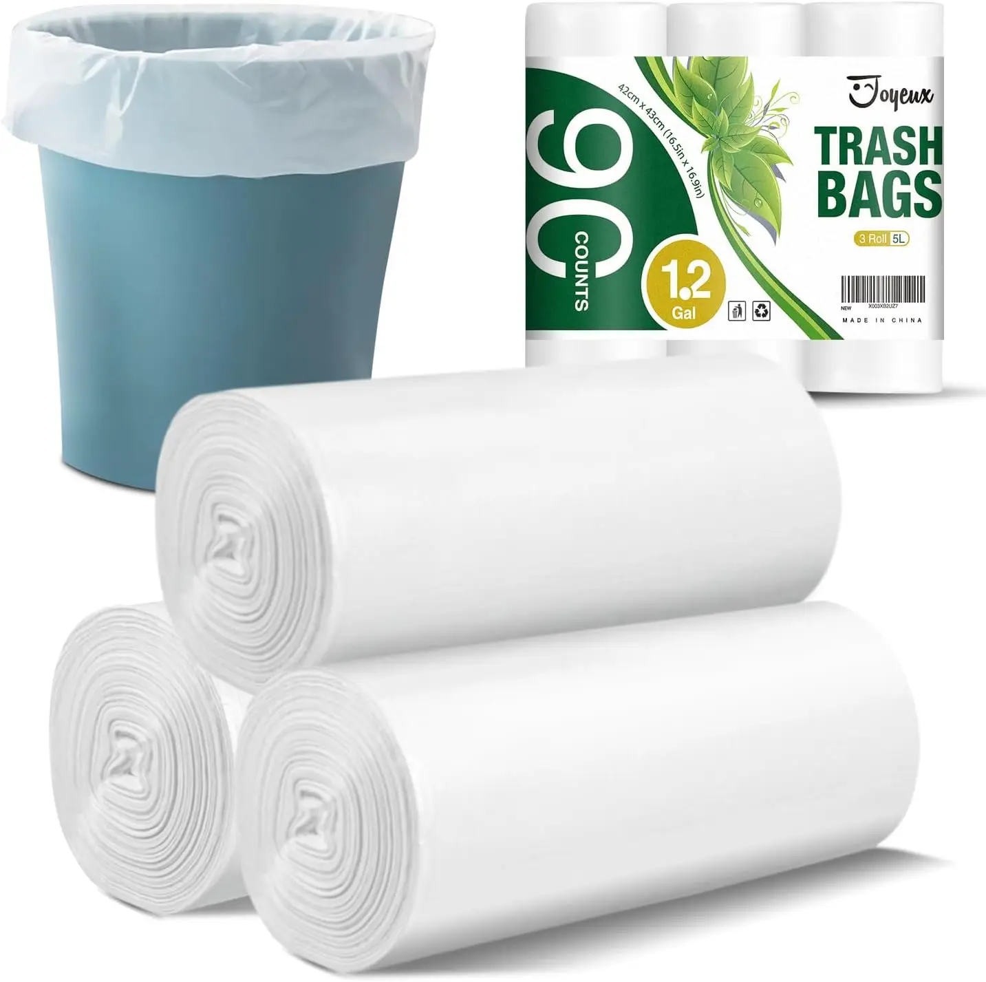 90 Count Small Trash Bags for Bathroom, 1.2 Gallon Clear Unscented Garbage Bags, 16.5"x16.9"
90 Count Small Trash Bags for Bathroom, 1.2 Gallon Clear Unscented Garbage Bags, 16.5"x16.9"
