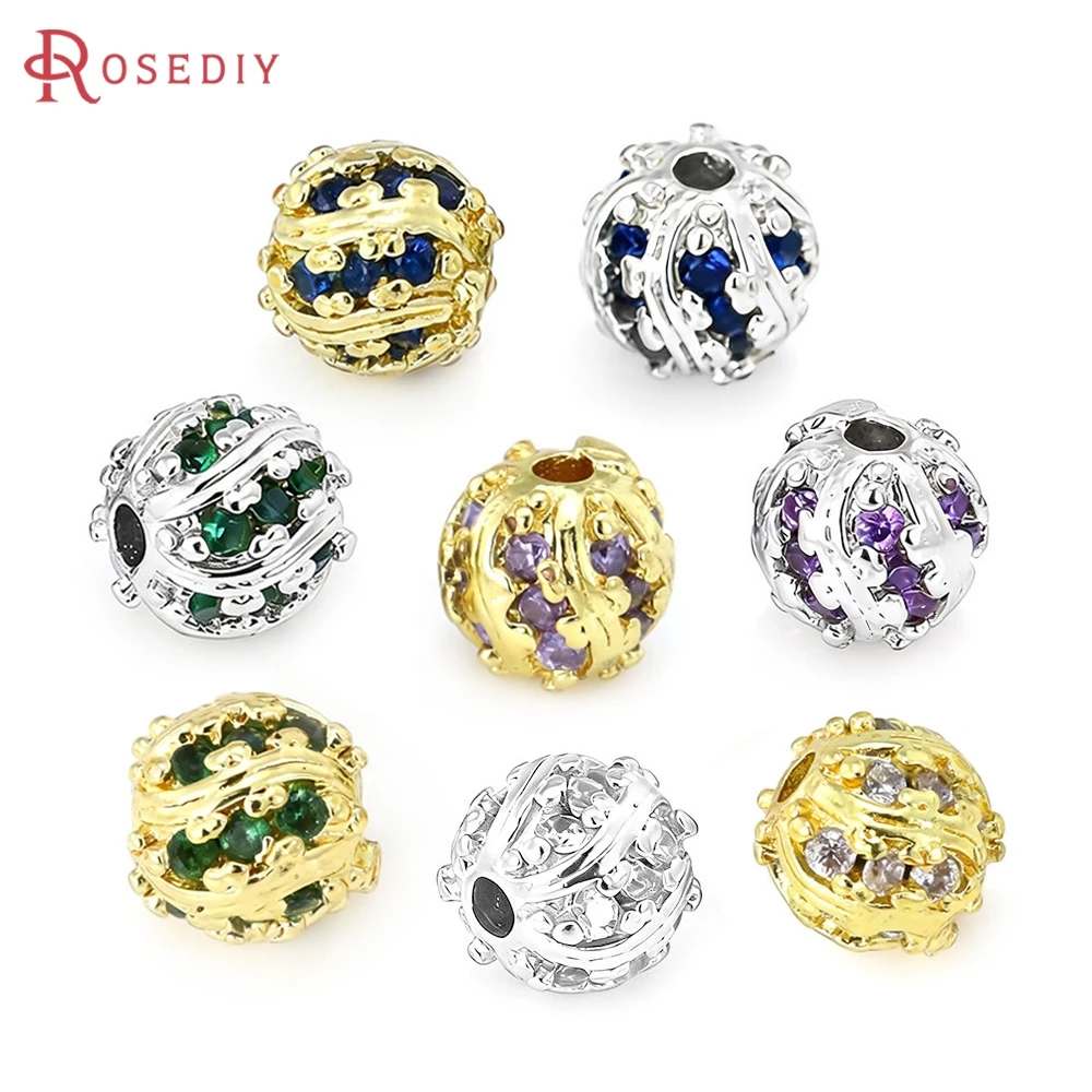 6PCS 18K Gold Color Brass and Zircon Round Spacer Beads High Quality Bracelets Necklace Earrings Jewelry Making Diy Accessories
6PCS 18K Gold Color Brass and Zircon Round Spacer Beads High Quality Bracelets Necklace Earrings Jewelry Making Diy Accessories