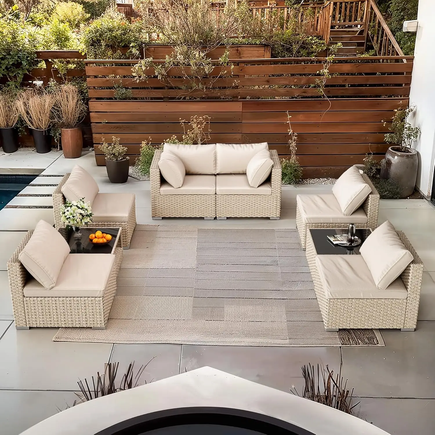 8pc Wicker Patio Sectional Sofa Set Water Resistant Cushions Coffee Table Outdoor Beige Customized
8pc Wicker Patio Sectional Sofa Set Water Resistant Cushions Coffee Table Outdoor Beige Customized