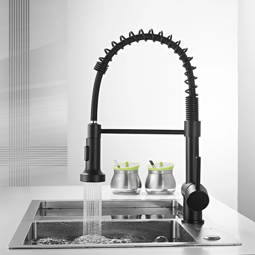 Black Brass Deck Mounted Kitchen Mixer Single Lever Pull Down Spring 360 Degree Rotation Kitchen Sink Tap Faucet AT8824B
Black Brass Deck Mounted Kitchen Mixer Single Lever Pull Down Spring 360 Degree Rotation Kitchen Sink Tap Faucet AT8824B