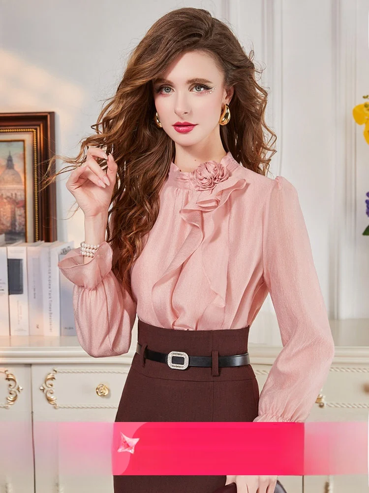 Pink Long Sleeve Women's Shirt FX&Mongyi Commute Style Polyester Fiber Floral 3D Embroidery Elegant OL Top Spring Fashion
Pink Long Sleeve Women's Shirt FX&Mongyi Commute Style Polyester Fiber Floral 3D Embroidery Elegant OL Top Spring Fashion