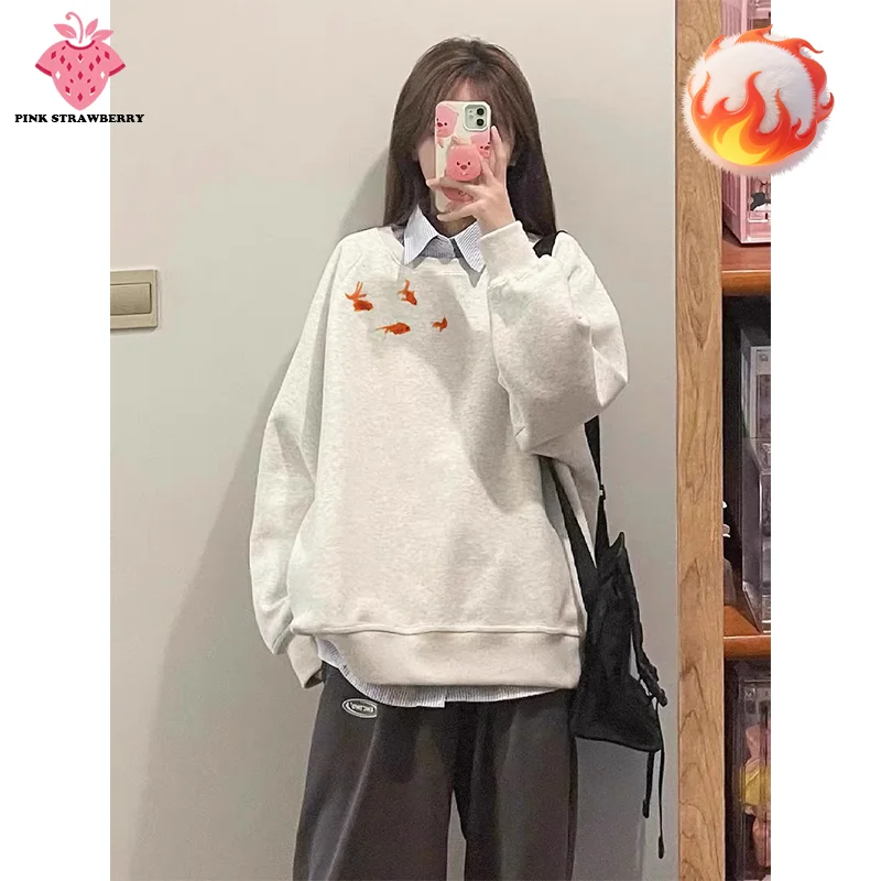 American Little Carp Print Sweatshirt Women Autumn 2025 New 100% Cotton Oversize O-Neck Hoodie Pullover Y2K Tops Ladies clothing
American Little Carp Print Sweatshirt Women Autumn 2025 New 100% Cotton Oversize O-Neck Hoodie Pullover Y2K Tops Ladies clothing