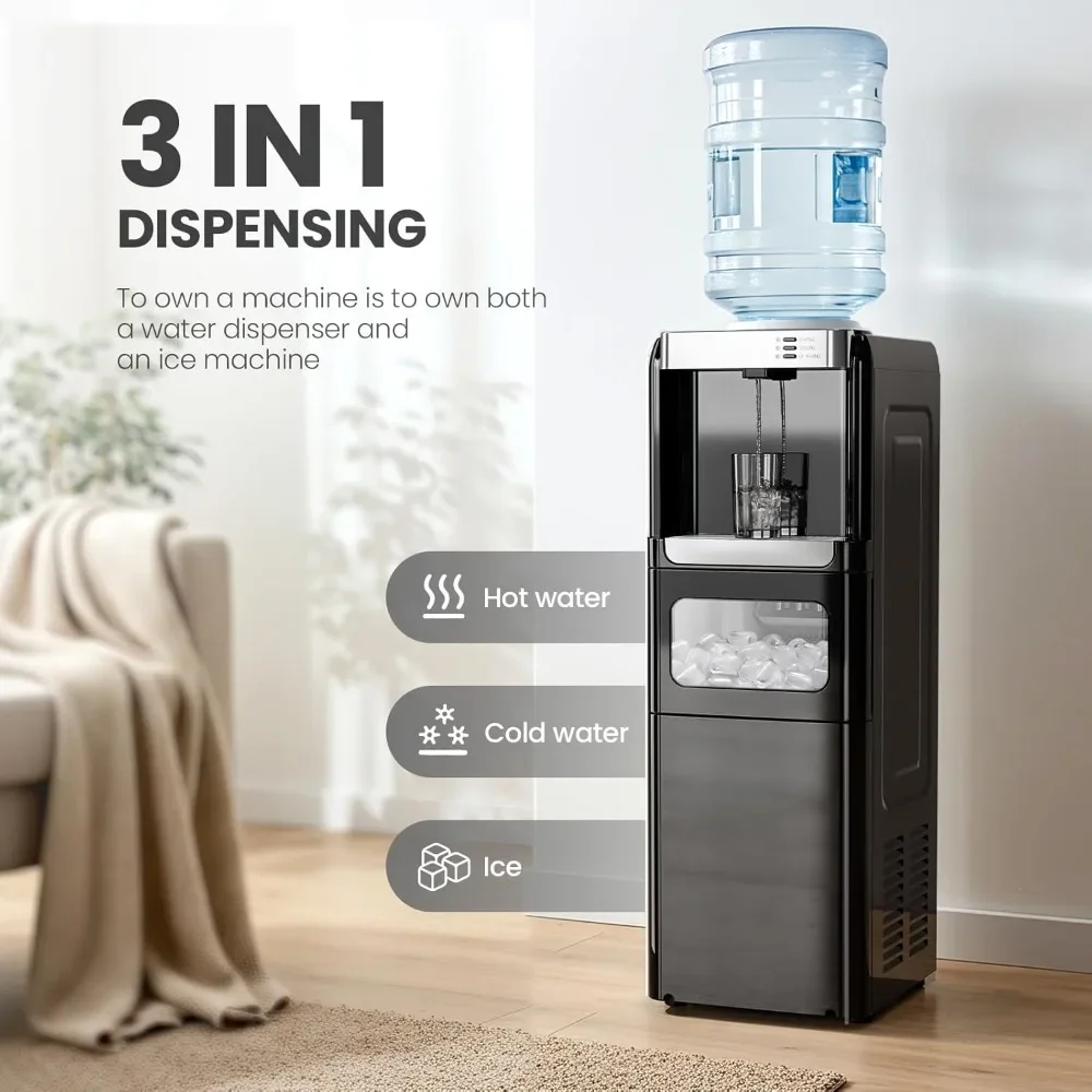 Water Cooler Dispenser with Ice Maker for 2, 3 or 5 Gallon Bottles, 33Lbs Daily Ice Making, Child Safety Lock and Energy-Saving
Water Cooler Dispenser with Ice Maker for 2, 3 or 5 Gallon Bottles, 33Lbs Daily Ice Making, Child Safety Lock and Energy-Saving