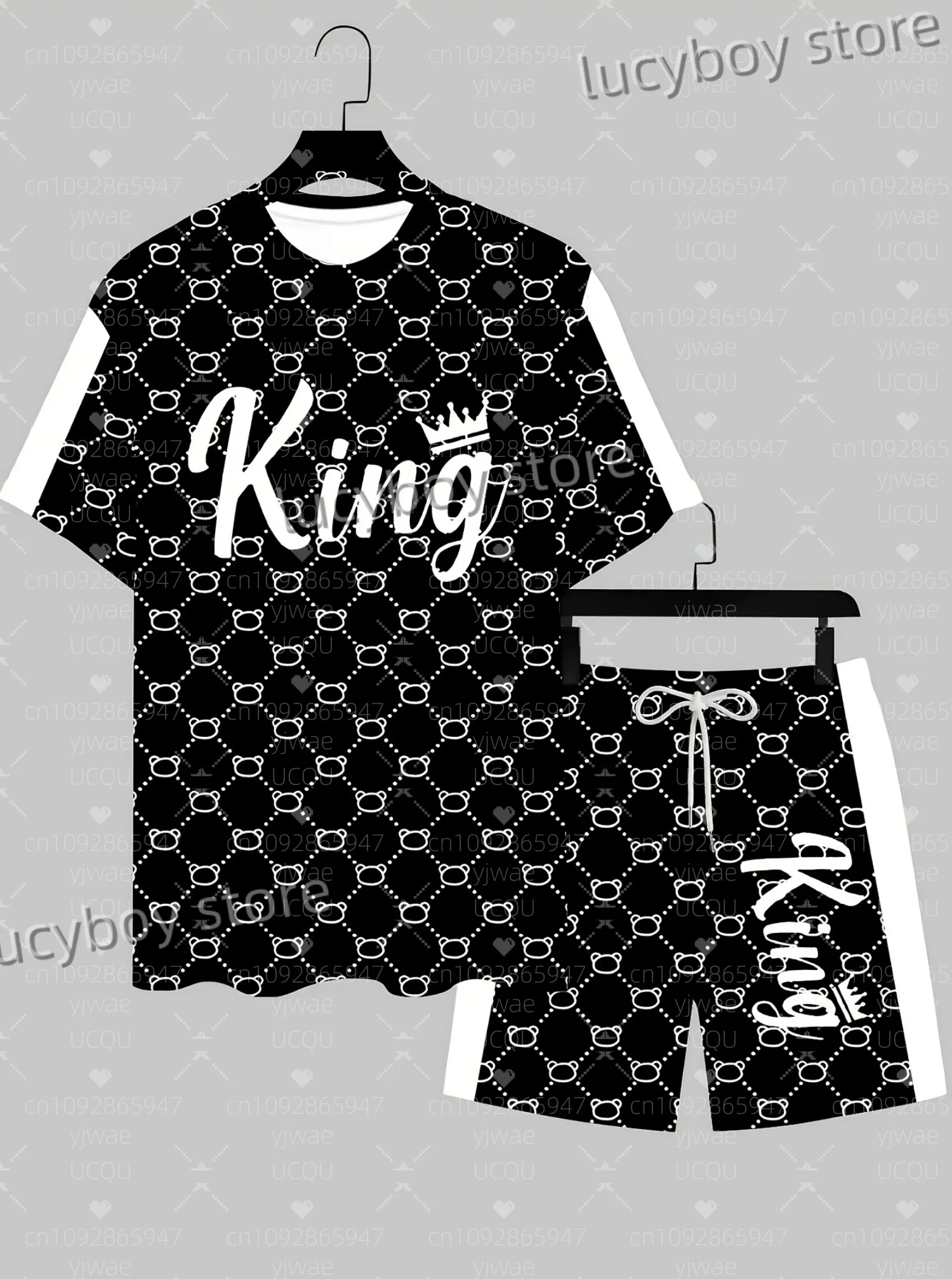 Summer Men 3D Plaid KING Crown Print Set Short Sleeve T-Shirt Shorts Set Adult Sport Jogging Plus Size Tracksuit 2 Piece Set
Summer Men 3D Plaid KING Crown Print Set Short Sleeve T-Shirt Shorts Set Adult Sport Jogging Plus Size Tracksuit 2 Piece Set