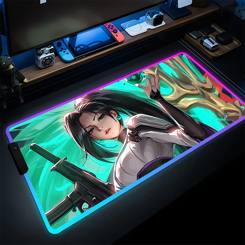 LED Mouse Pad Gamer Computer Valorant Sage Extended Game Anime Girl Mousepad RGB Luminous Desk Mat Rubber Durable Keyboard Pad
LED Mouse Pad Gamer Computer Valorant Sage Extended Game Anime Girl Mousepad RGB Luminous Desk Mat Rubber Durable Keyboard Pad