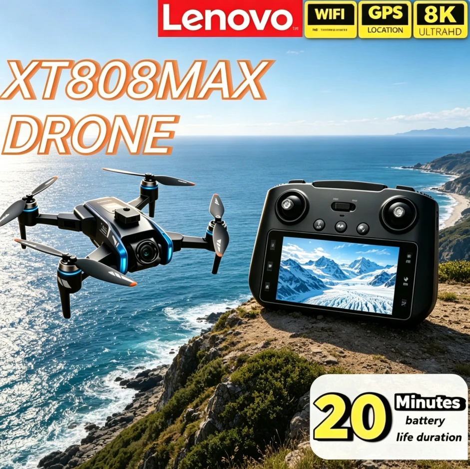 Lenovo XT808 Max Aerial Quadcopter GPS Brushless Motor 8K Ultra HD 4K Dual Camera 5G WIFI FPV Foldable RC Flying UAV
Lenovo XT808 Max Aerial Quadcopter GPS Brushless Motor 8K Ultra HD 4K Dual Camera 5G WIFI FPV Foldable RC Flying UAV