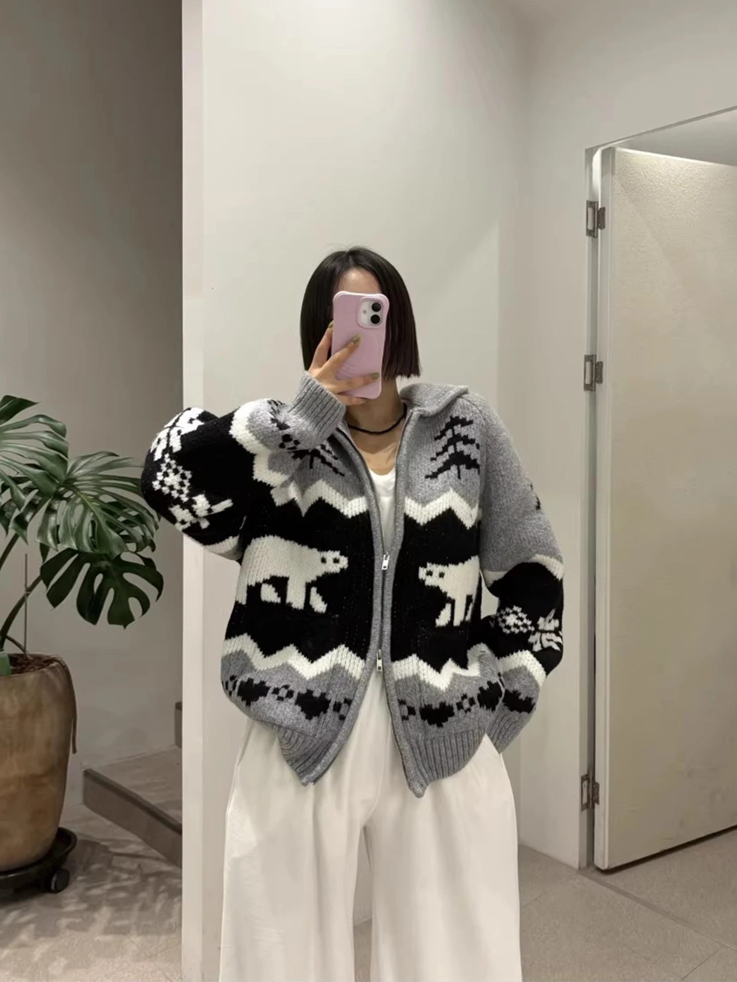 Retro Polar Bear Double Zipper Knitwear Jaet Women's Winter New Sle Color Blo Versatile Long Sve Cardigan
Retro Polar Bear Double Zipper Knitwear Jaet Women's Winter New Sle Color Blo Versatile Long Sve Cardigan