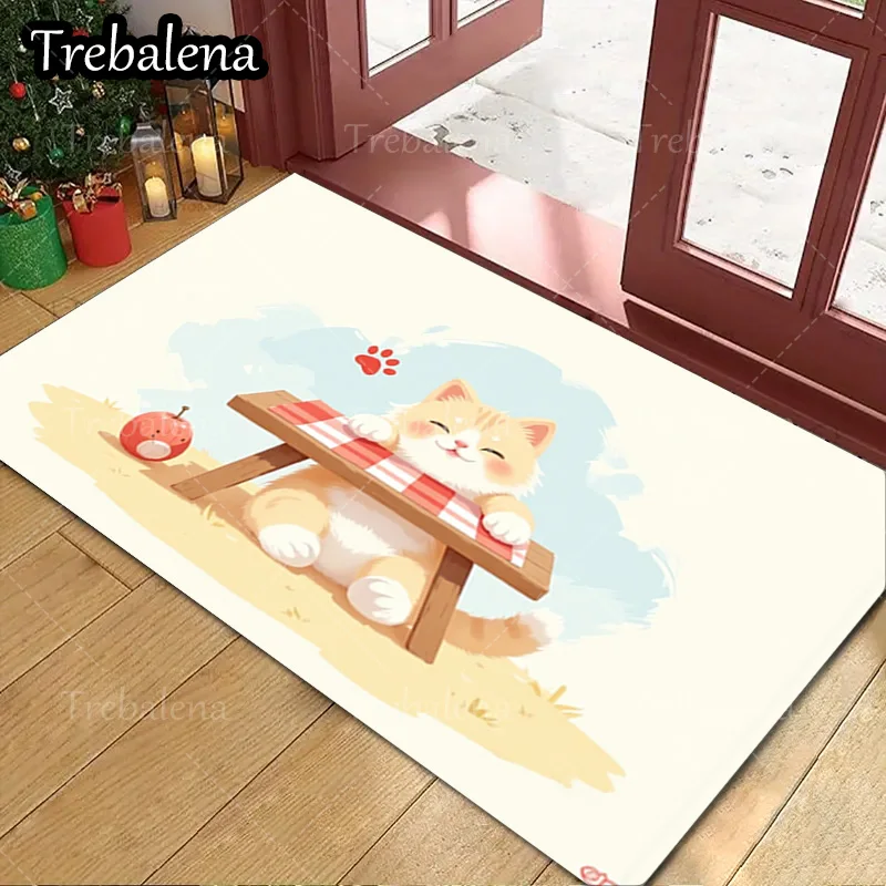 1pc Welcome Door Mat Cute Cat Relaxing on Bench Doormat Soft and Comfortable Floor Mat for Home Decor
1pc Welcome Door Mat Cute Cat Relaxing on Bench Doormat Soft and Comfortable Floor Mat for Home Decor