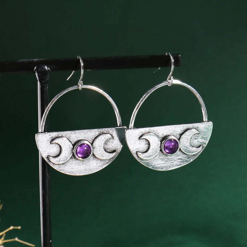 Bohemian Retro Ethnic Moon Drop Earrings Charms Jewelry Round Purple Stone Wedding Earrings Engagement Gift for Women 2022 New
Bohemian Retro Ethnic Moon Drop Earrings Charms Jewelry Round Purple Stone Wedding Earrings Engagement Gift for Women 2022 New