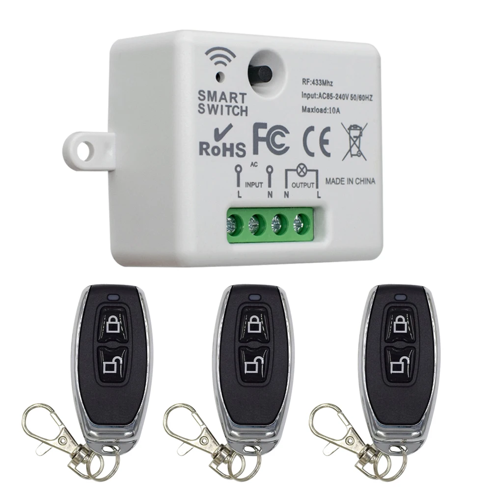 433MHz Wireless Remote Controller 10A Switch AC 85-240V 220V Relay Receiver Mini Module & Transmitter For Lamp Light 2026 New
433MHz Wireless Remote Controller 10A Switch AC 85-240V 220V Relay Receiver Mini Module & Transmitter For Lamp Light 2026 New