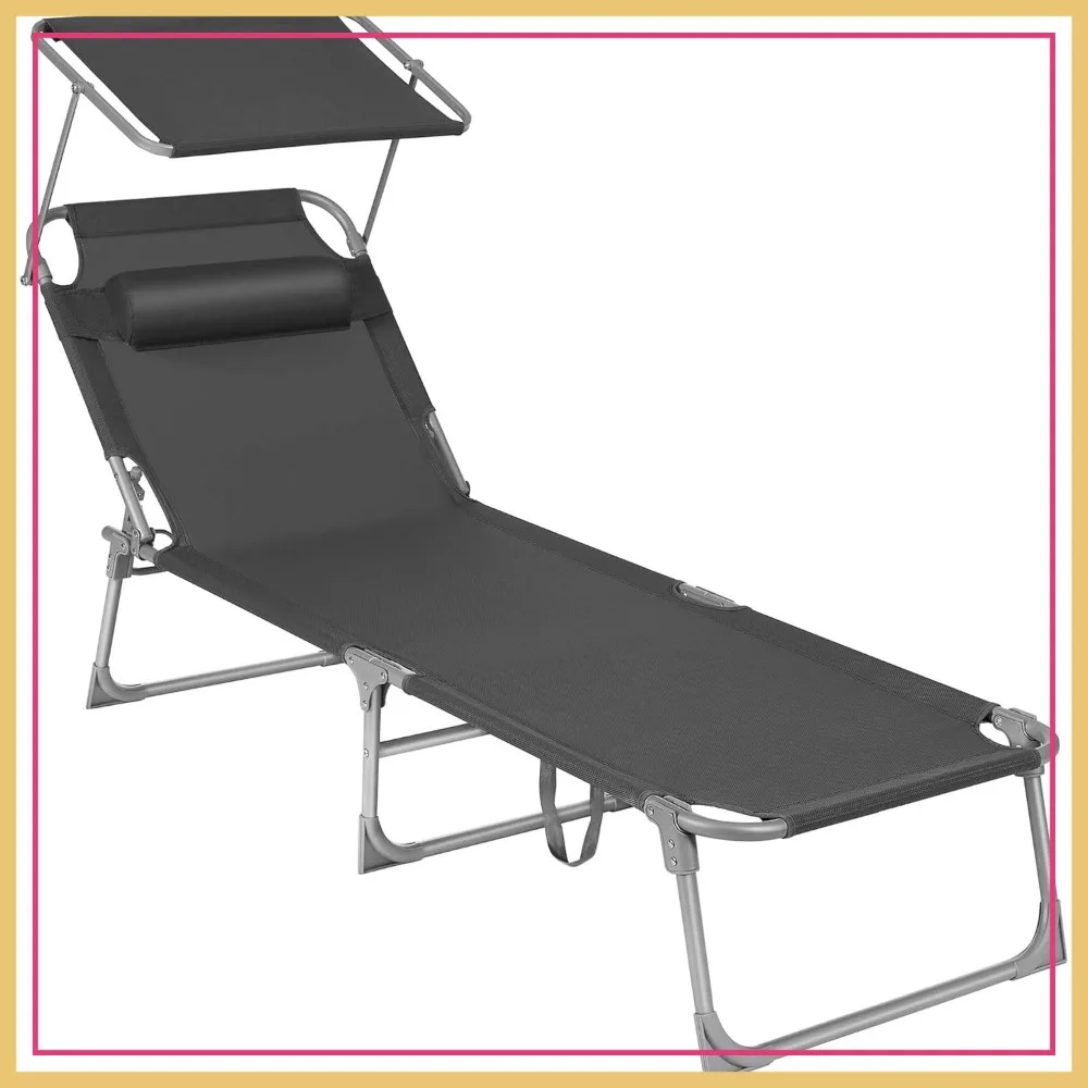 Adjustable Folding Sun Lounger with Canopy, Holds 330 lb, Patio Chaise Lounge Chair for Pool Garden, Dark Gray
Adjustable Folding Sun Lounger with Canopy, Holds 330 lb, Patio Chaise Lounge Chair for Pool Garden, Dark Gray