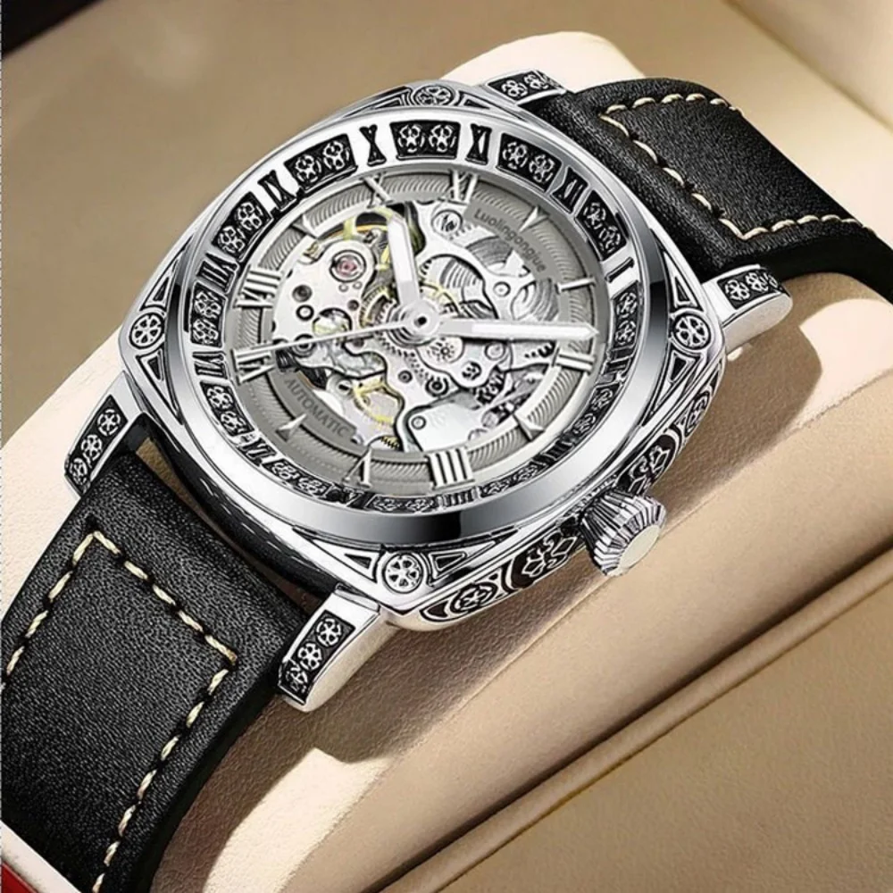 High-End Business Men's Mechanical Watch, Light Luxury Fashion Casual Simple Versatile Trendy Men's Wristwatch, Hollow Design, Leather Strap, the Best Gift for Him
High-End Business Men's Mechanical Watch, Light Luxury Fashion Casual Simple Versatile Trendy Men's Wristwatch, Hollow Design, Leather Strap, the Best Gift for Him