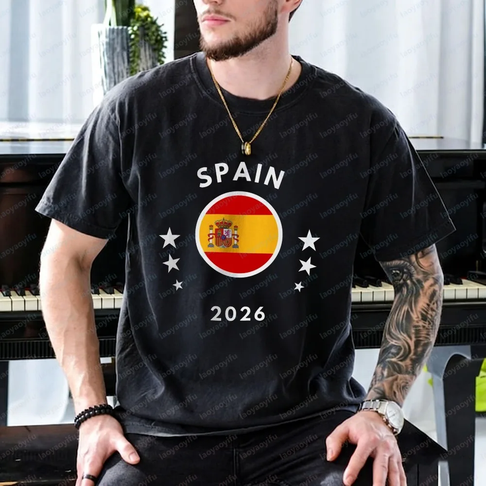 Spain 2026 Flag Tee Spain Football Soccer Cotton T-Shirt Patriotic Fan Casual Tops Soccer Part Supplies Summer Men's Clothing
Spain 2026 Flag Tee Spain Football Soccer Cotton T-Shirt Patriotic Fan Casual Tops Soccer Part Supplies Summer Men's Clothing