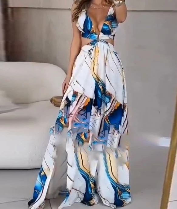 Womens Dresses Temperament 2025 Spring Summer New Fashion Tie Dye V-neck Elegant Sexy Sleeveless Strap Maxi Dress
Womens Dresses Temperament 2025 Spring Summer New Fashion Tie Dye V-neck Elegant Sexy Sleeveless Strap Maxi Dress