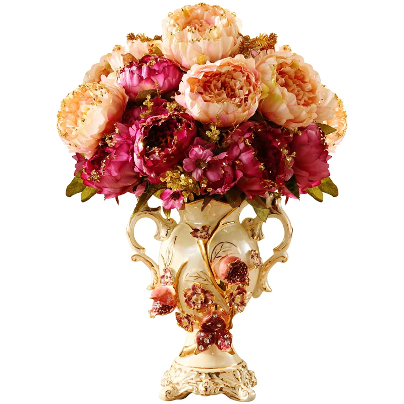 Luxury European vase ceramic decorative ornament living room retro TV cabinet desktop decoration flower arrangement device dried
Luxury European vase ceramic decorative ornament living room retro TV cabinet desktop decoration flower arrangement device dried