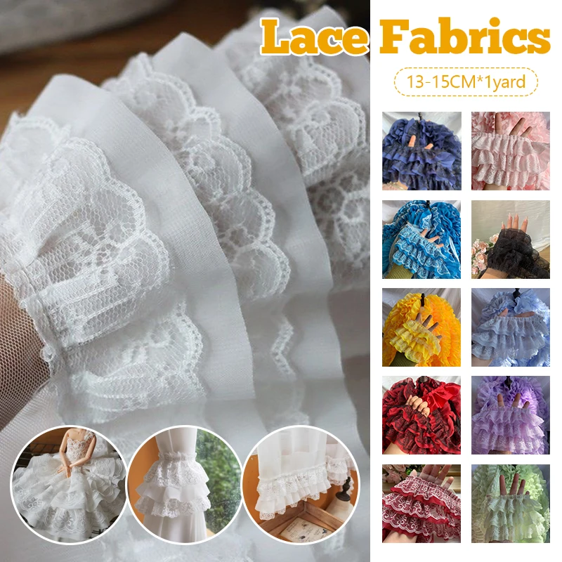 5 Yards 13-15CM Wide Three Layers Pleated Chiffon Fabric Lace Ruffle Collar Embroidery LaceTrim Ribbon DIY Dress Doll Clothes
5 Yards 13-15CM Wide Three Layers Pleated Chiffon Fabric Lace Ruffle Collar Embroidery LaceTrim Ribbon DIY Dress Doll Clothes