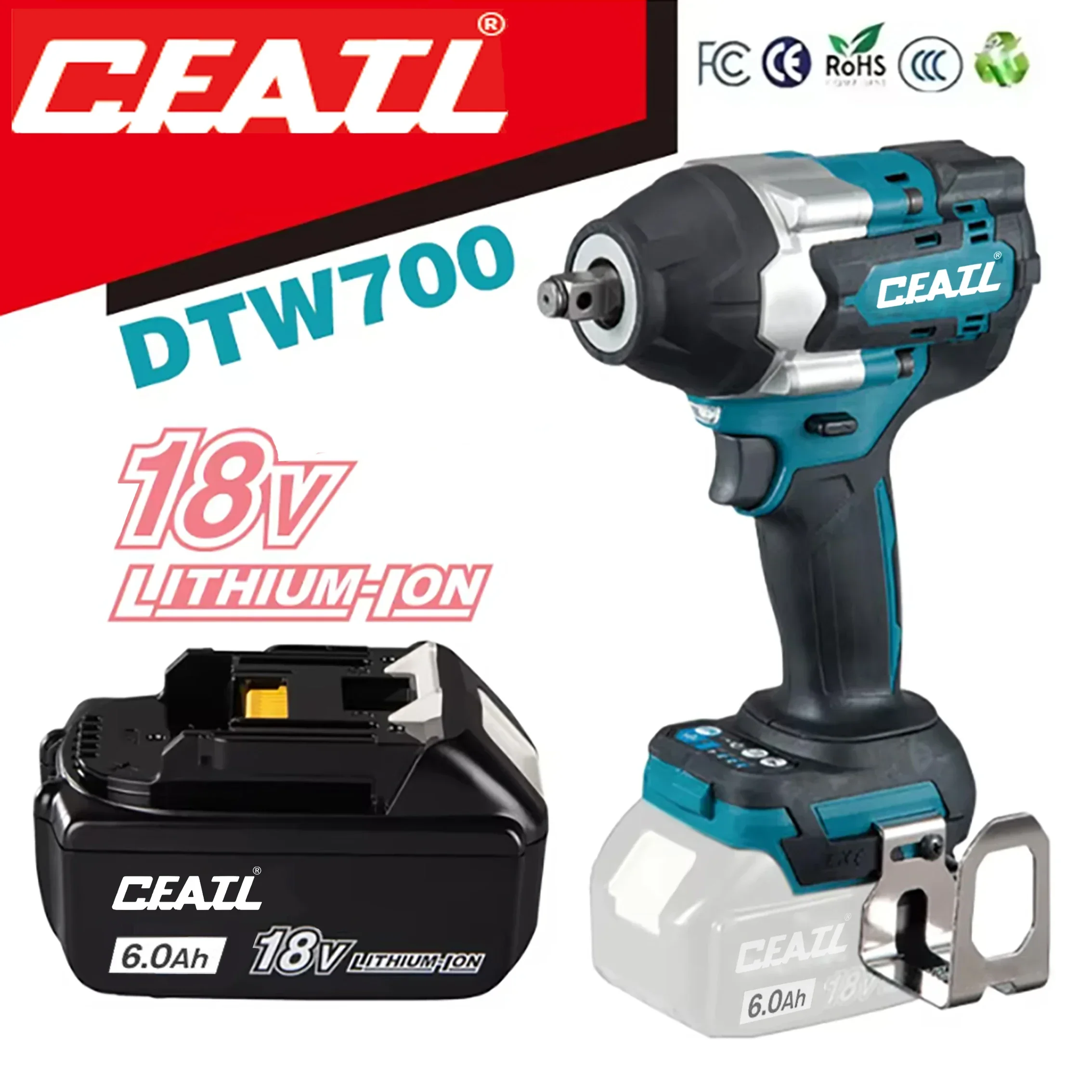 DTW700 18V Brushless Impact Wrench High Torque Cordless Power Tool with 6.0Ah Battery for Automotive Repair/Industrial Use
DTW700 18V Brushless Impact Wrench High Torque Cordless Power Tool with 6.0Ah Battery for Automotive Repair/Industrial Use